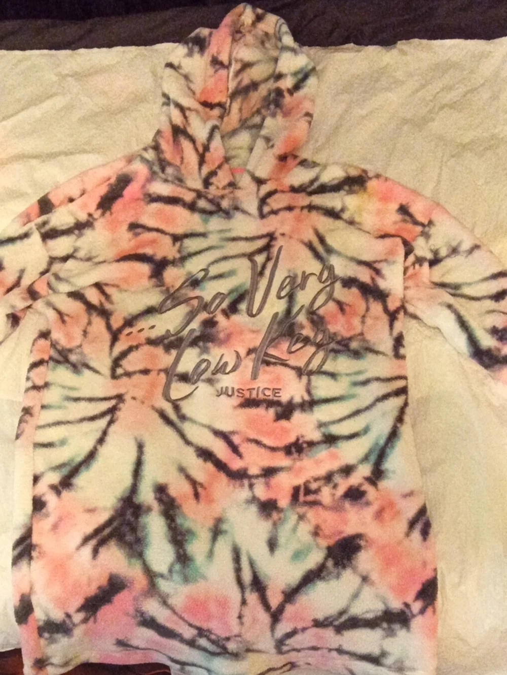 Justice Girls' Tie-Dye Hooded Pullover Sweatshirt - Pink Multi